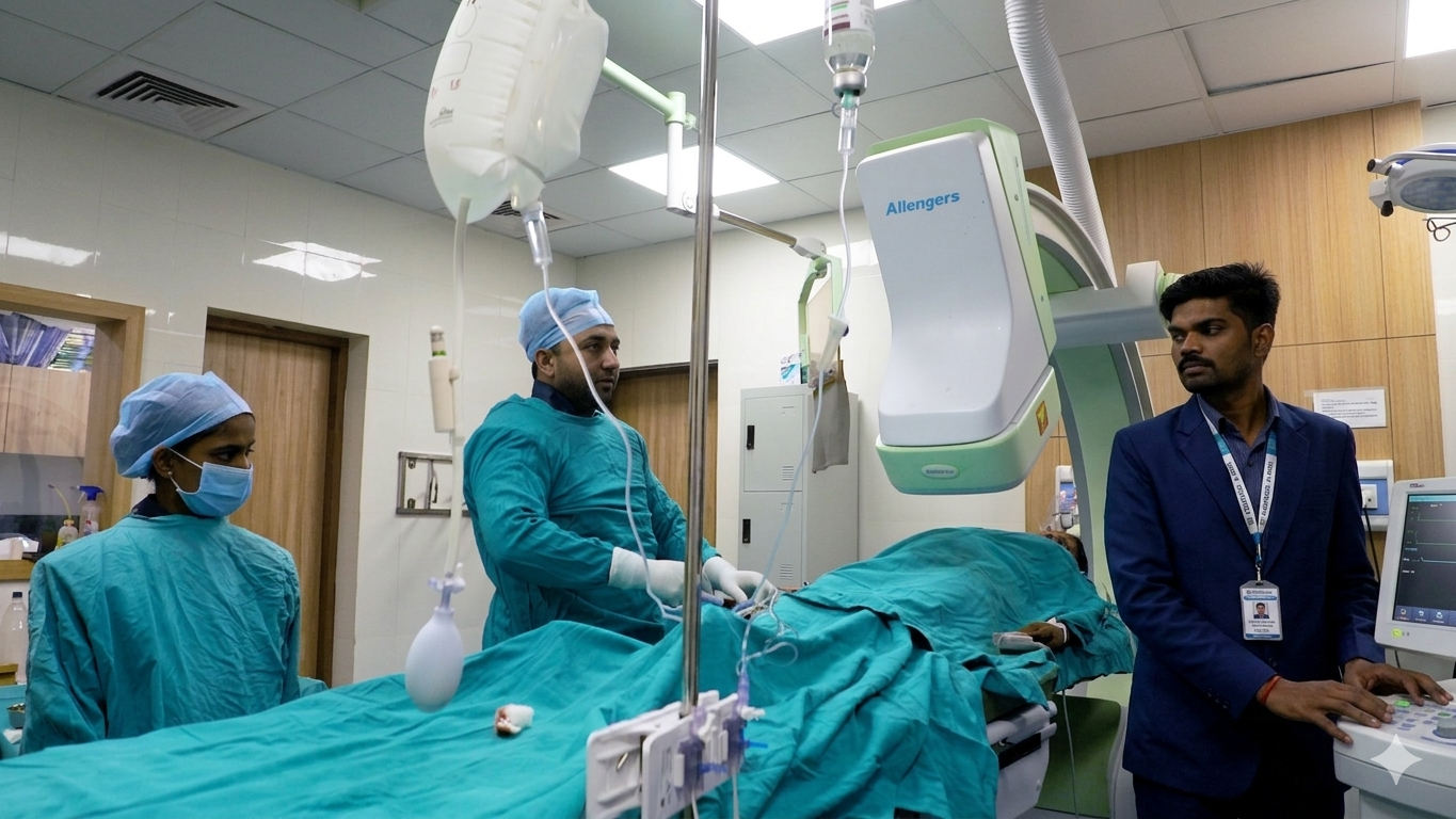 Cath lab with C-arm imaging